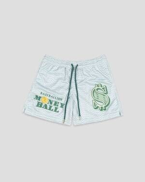 NEW BASEBALLISM boys youth money ball diamond air mesh shorts in green